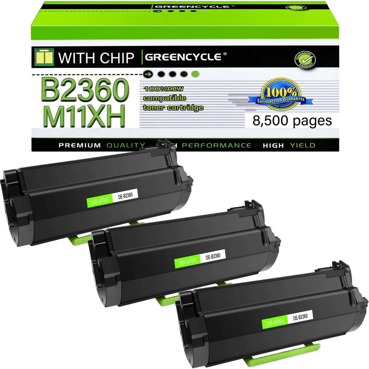 GREENCYCLE GREENCYCLE B2360 M11XH toner cartridge 3-pack black 8500 pages — product photo