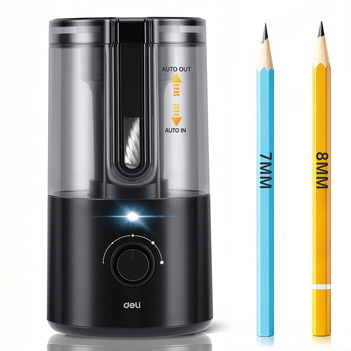 deli VA8BK Electric Pencil Sharpener 6.9-8mm Black — product photo
