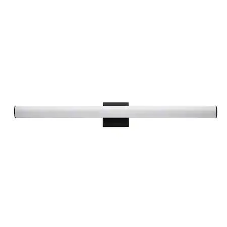 Black vanity light with tubular white acrylic diffuser and single LED module