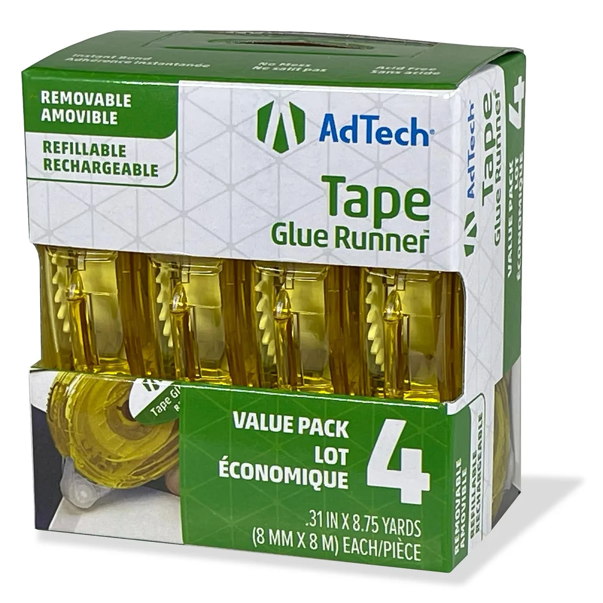 Adtech 05606C removable double-sided tape four-pack in dispenser