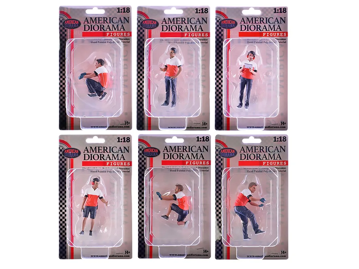 American Diorama American Diorama Race Crew 6 Figure Set 1/18 Scale — product photo