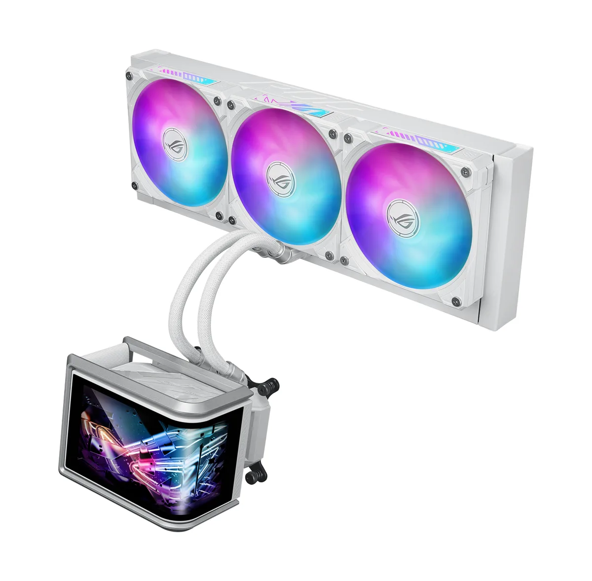 ASUS ASUS ROG RYUO IV SLC 360 ARGB WHT liquid cooler with 6.67-inch display — product photo