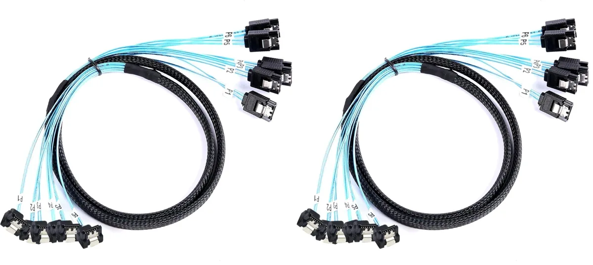 Vszerda Vszerda SATA cable 1 m 6-pack 90-degree straight-to-right-angle 30 AWG braided SATA III 6 Gbps — product photo