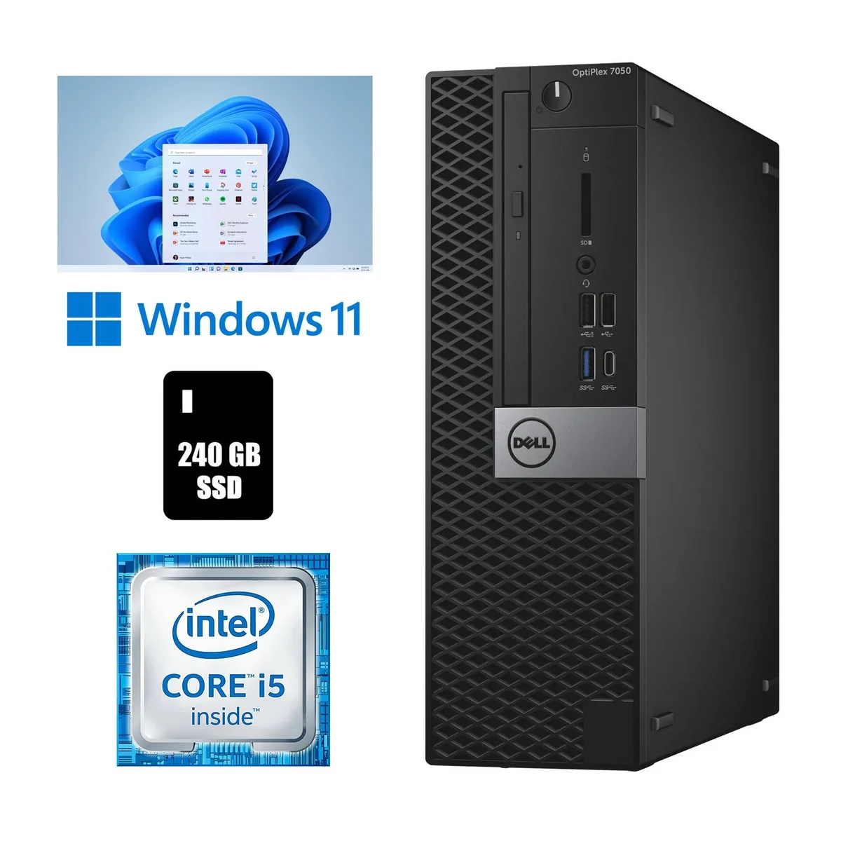 DELL DELL OptiPlex 7050 SSF Core i5-6500 3.2 GHz 8GB DDR4 240GB SSD Windows 11 Pro desktop PC — product photo