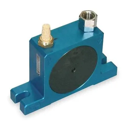 Aluminium pneumatic ball vibrator, compact rectangular body with threaded ports