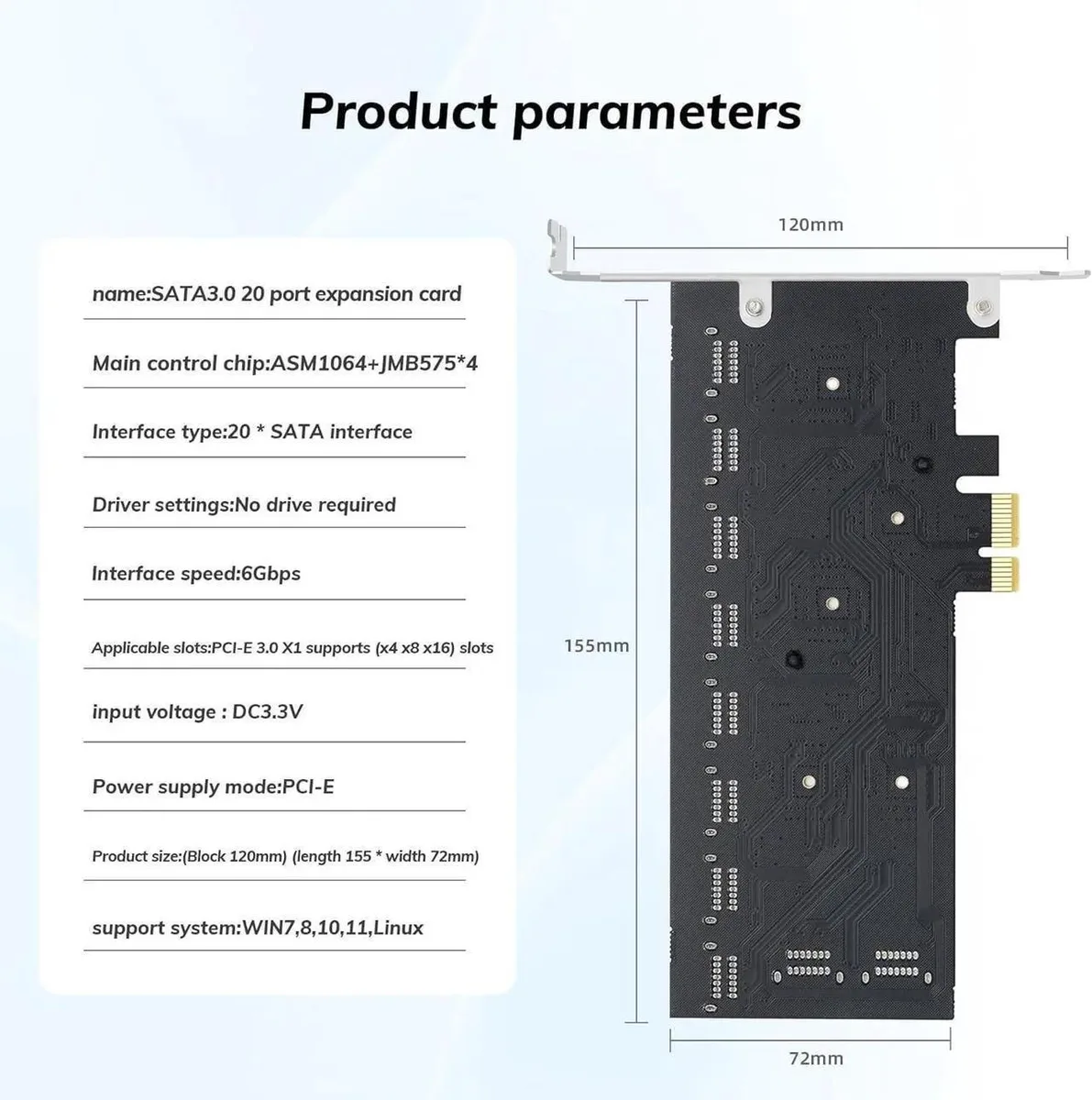 SMUGDESK SMUGDESK 20 Port PCIe to SATA 3.0 Expansion Card — product photo