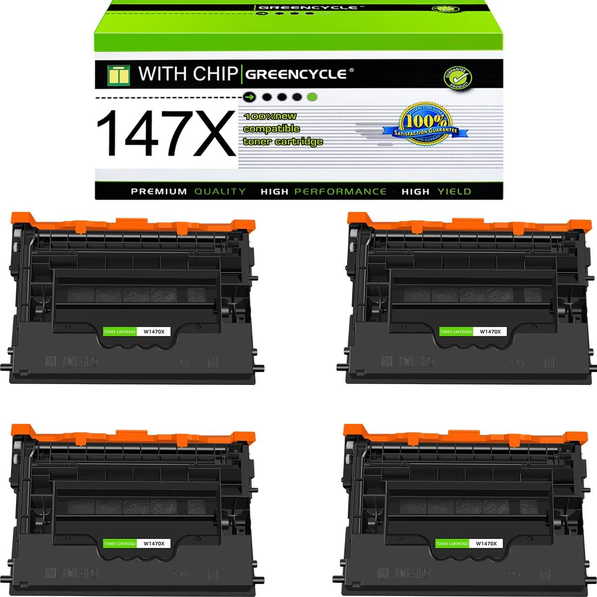 GREENCYCLE GREENCYCLE W1470X 4-pack black toner cartridge 25200 pages — product photo