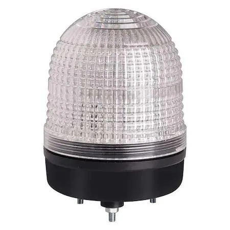 Clear LED warning light with dome polycarbonate lens and stud mount