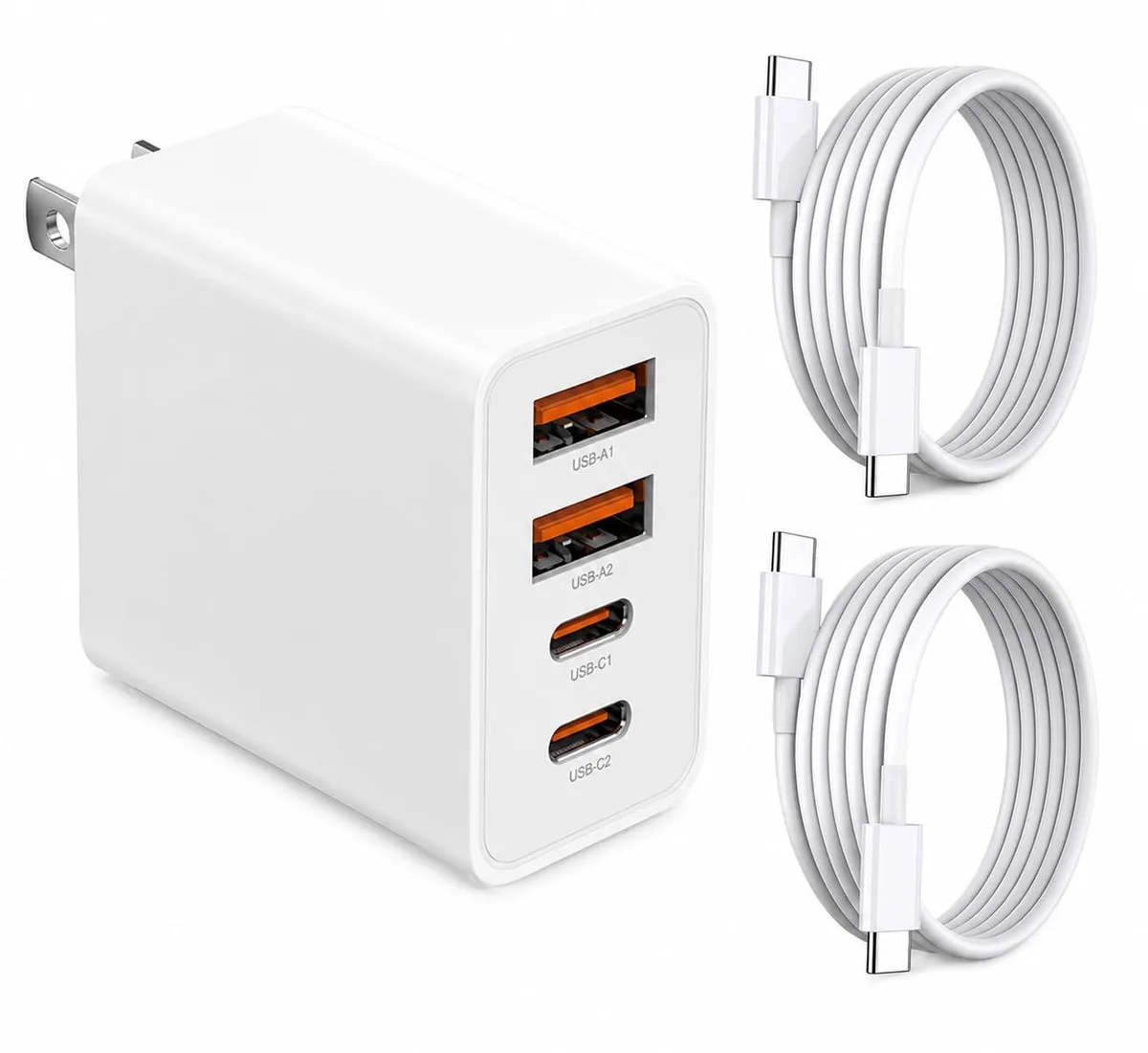 Elestur Elestur 40W 4-Port USB-C/A Wall Charger with 2×6ft Cables — product photo