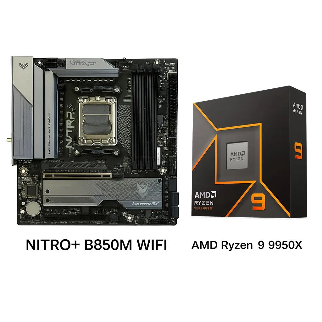 Sapphire Tech Sapphire Tech NITRO+ B850M WIFI AM5 Motherboard &amp; Ryzen 9 9950X 16-Core CPU Combo — product photo