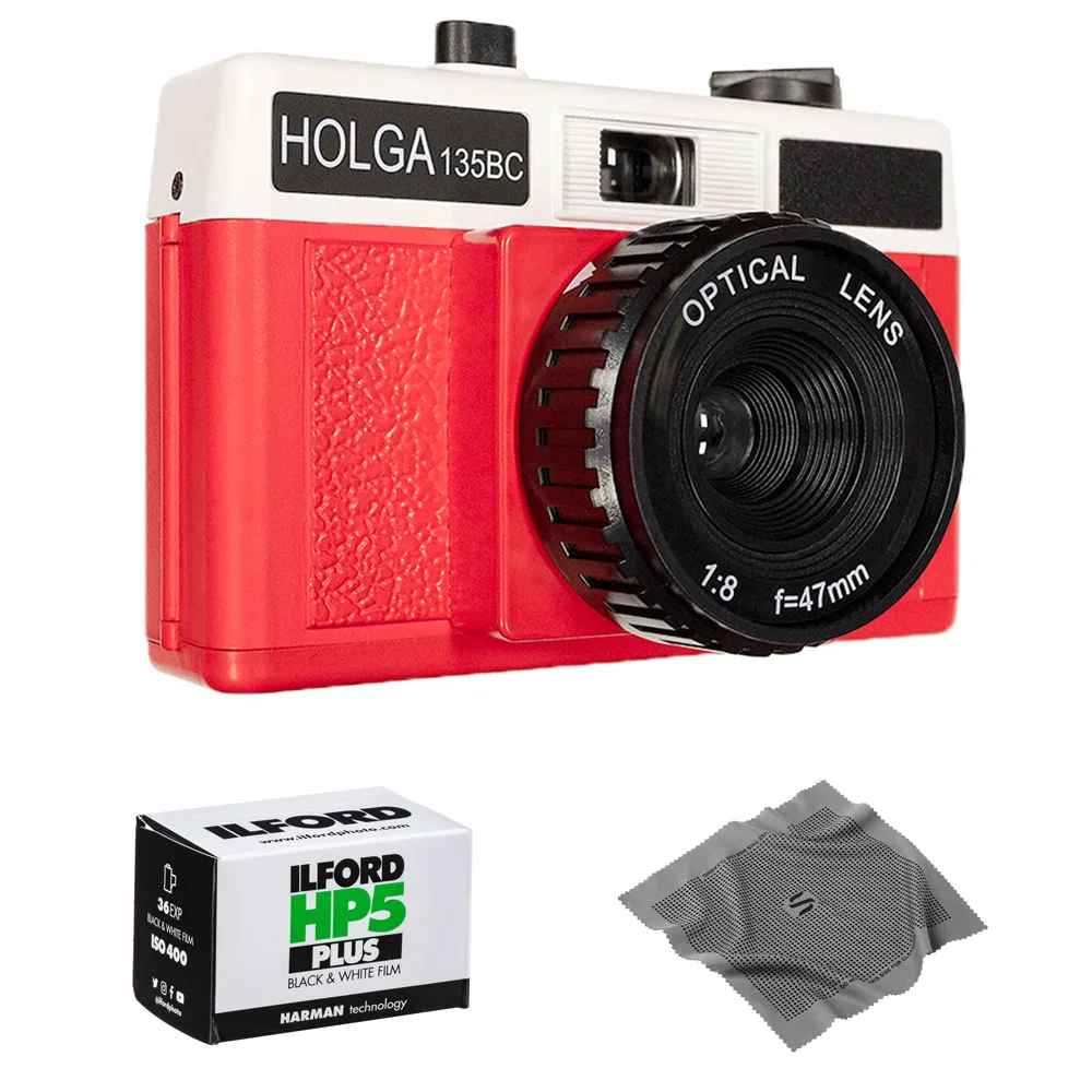 Lightweight plastic 35mm film camera with rounded corners, matte black finish, simple zone-focus lens, two aperture icons