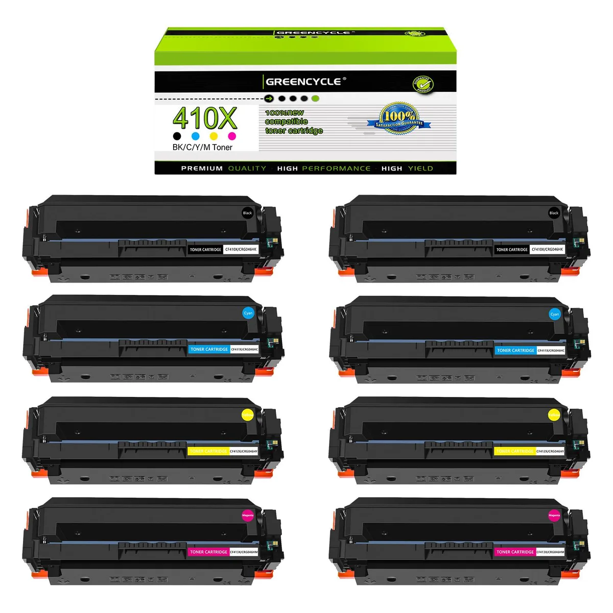 GREENCYCLE GREENCYCLE 410X 8 Pack Toner Cartridge (2 Black 2 Cyan 2 Yellow 2 Magenta) — product photo