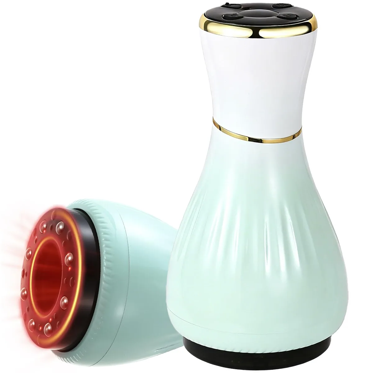 Green handheld cupping massager, 3.34 in wide, 6.89 in tall, matte ABS finish