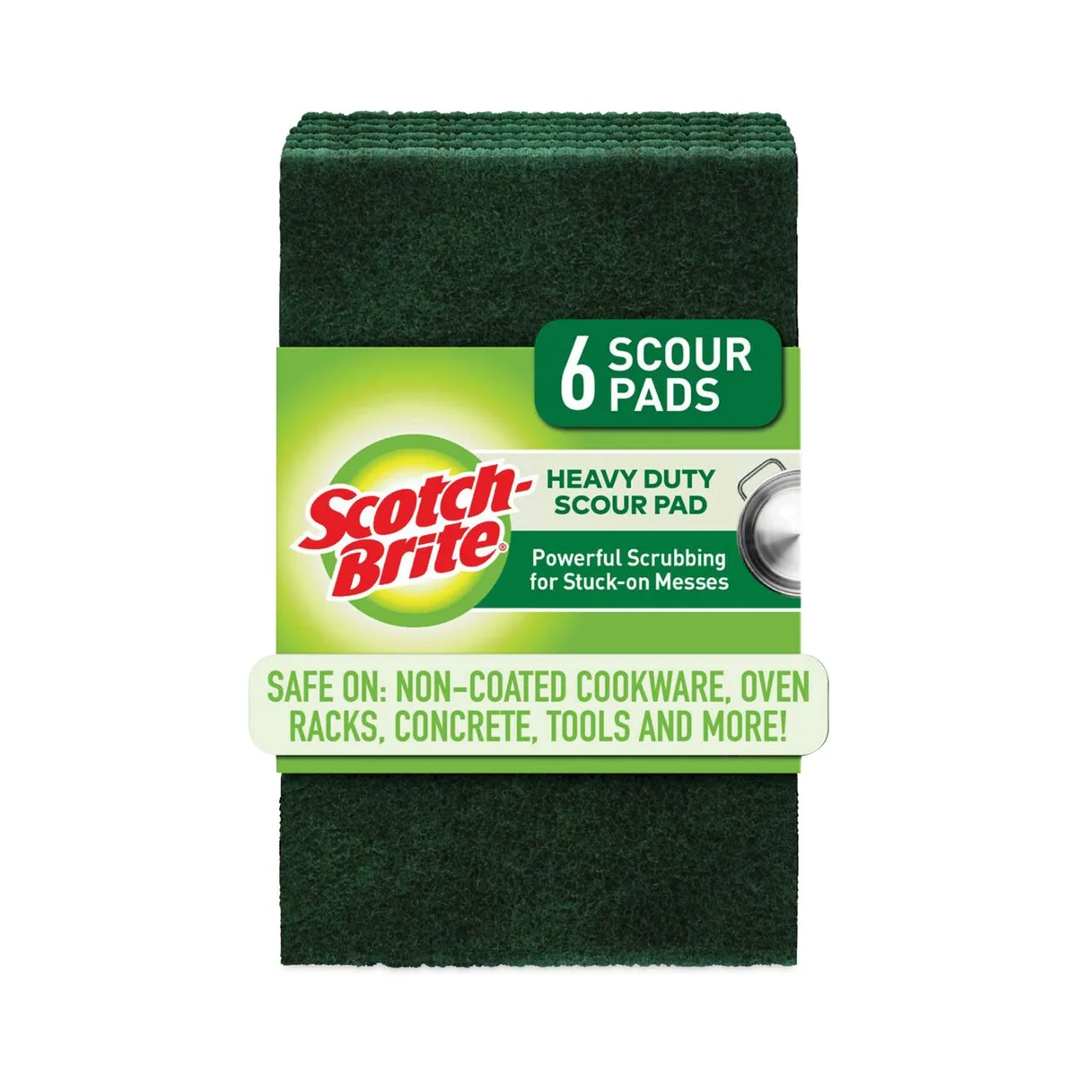 3M 3M 2265 Heavy-Duty Scouring Pad 3.8 x 6 Green 5/Carton cleaning — preces foto