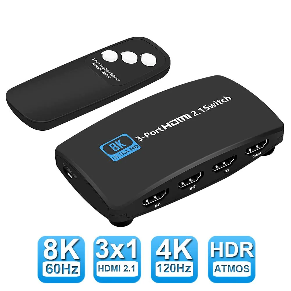 ESTONE ESTONE OZ8Q3 HDMI 2.1 3-in-1-out 8K 60Hz 4K 120Hz video switch — product photo