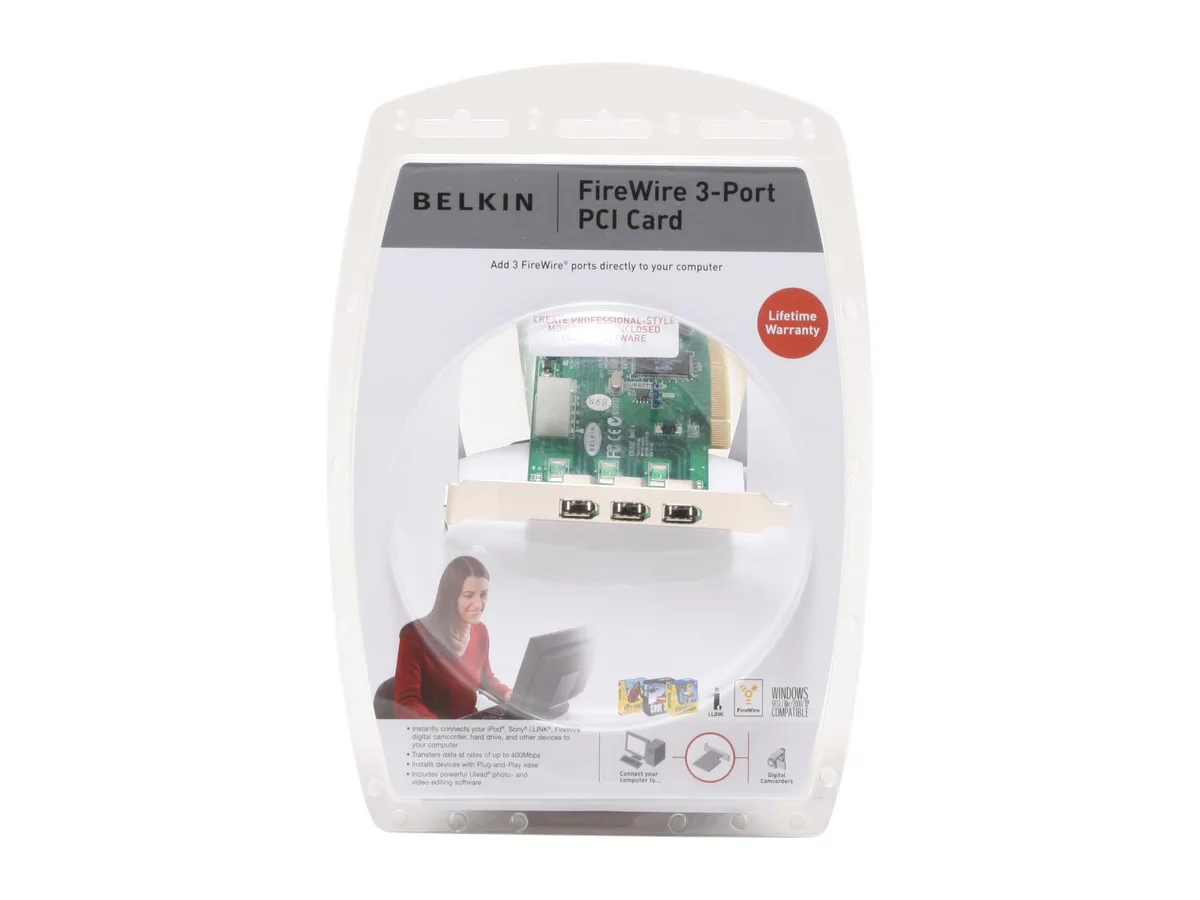 Belkin Belkin F5U502 PCI to 1394a expansion card 3 ports 400/200/100 Mbps — product photo