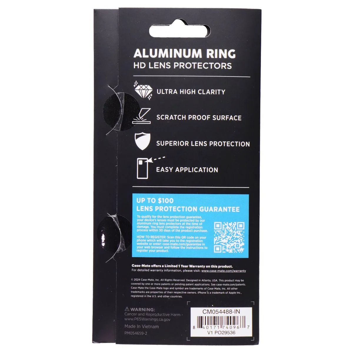 Case-Mate Case-Mate Aluminum Ring HD Lens Protectors iPhone 16 16 Plus Black — product photo