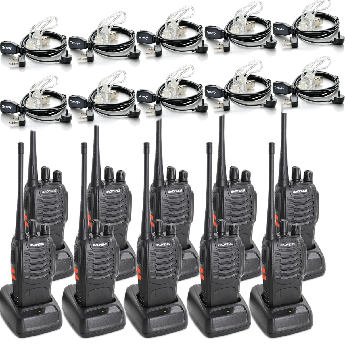 BAOFENG BF-888S UHF Walkie Talkie 16CH 10 Pack with Earpieces — product photo