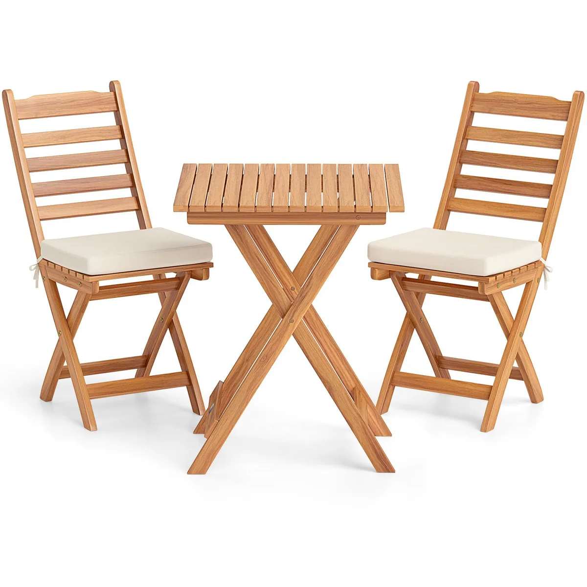 SlickBlue SlickBlue Folding Chair Table Set with Cushions Natural 23" x 16.5" x 34 — product photo