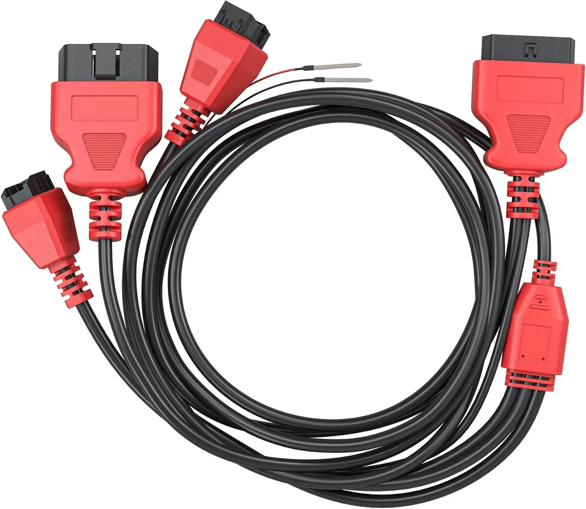Black 12-pin and 8-pin adapter cable with 16-pin OBD2 connector