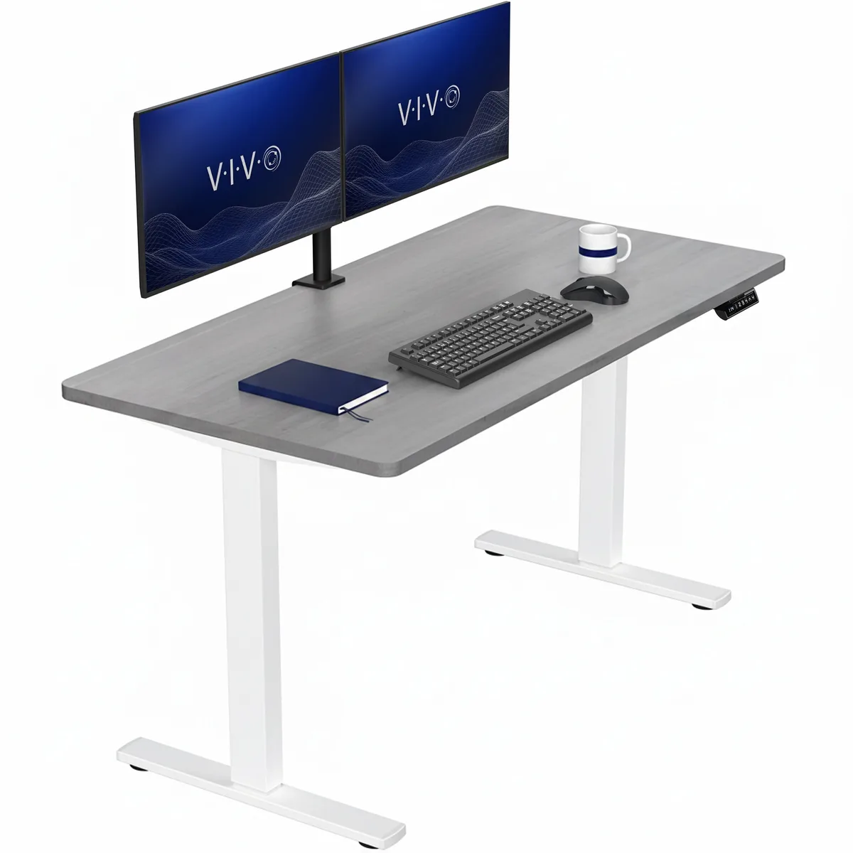 VIVO VIVO Electric Stand Up Desk 55 x 28 Dark Gray White Frame — product photo