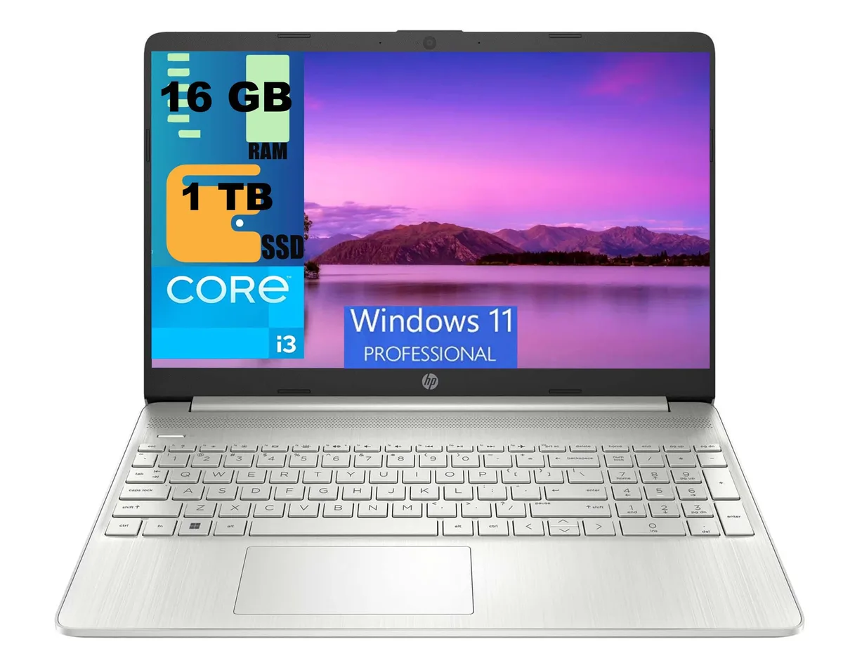 HP HP 15 laptop i3-1215U 16GB 1TB SSD 15.6" FHD Windows 11 Pro Silver — product photo