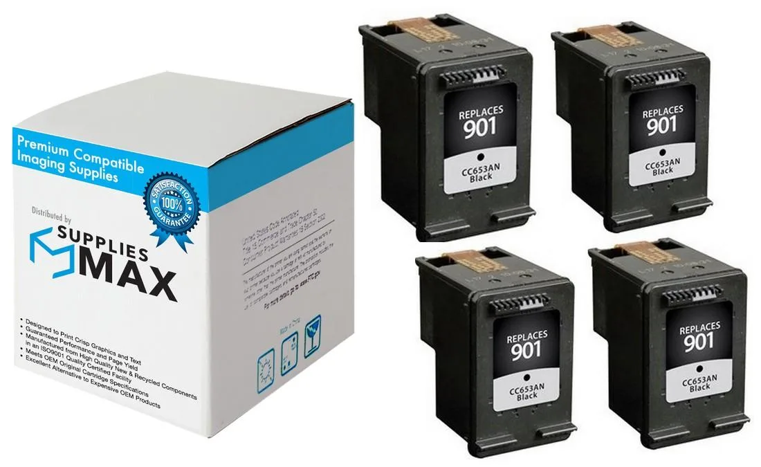 SuppliesMax SuppliesMax HP 901 Black Inkjet Cartridge 4 Pack 200 Pages — product photo