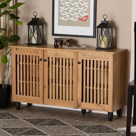 Baxton Studio Baxton Studio Fernanda Shoe Cabinet Oak Brown/Black 189-11990-ZORO — product photo