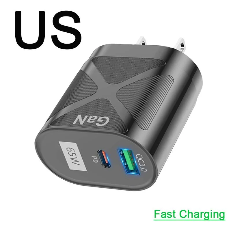 LUOM LUOM HCJTWIN65W 65W GaN Dual USB-C/A Charger Black — product photo
