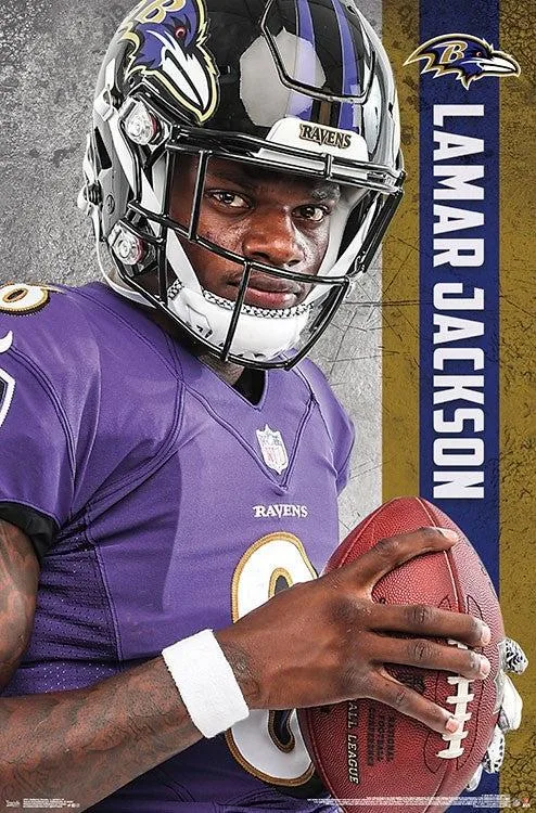 Baltimore Ravens Lamar Jackson poster print 22 x 34 inches on premium heavy stock paper