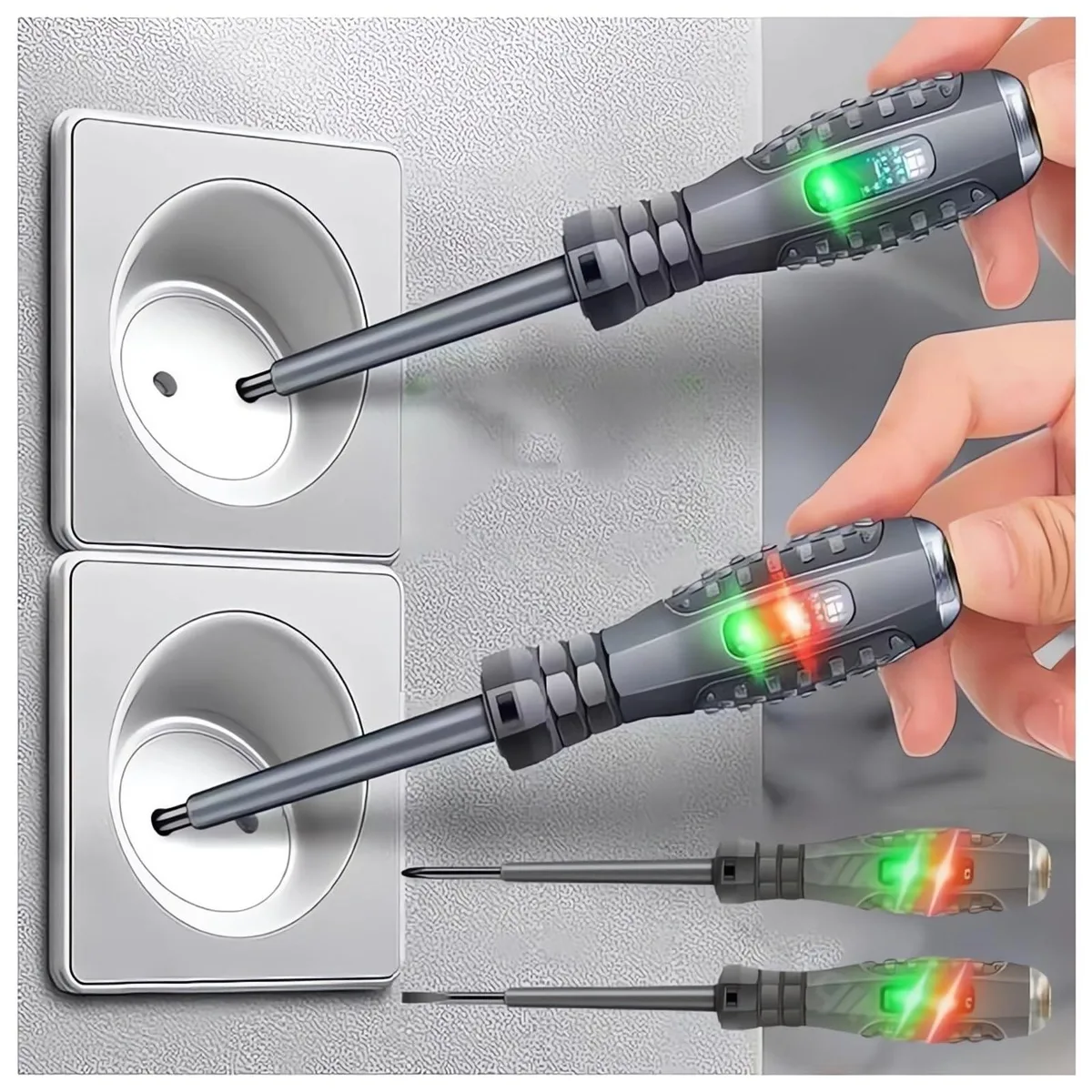 LIONICE magnetic screwdriver and voltage tester pen with flathead and Phillips bits