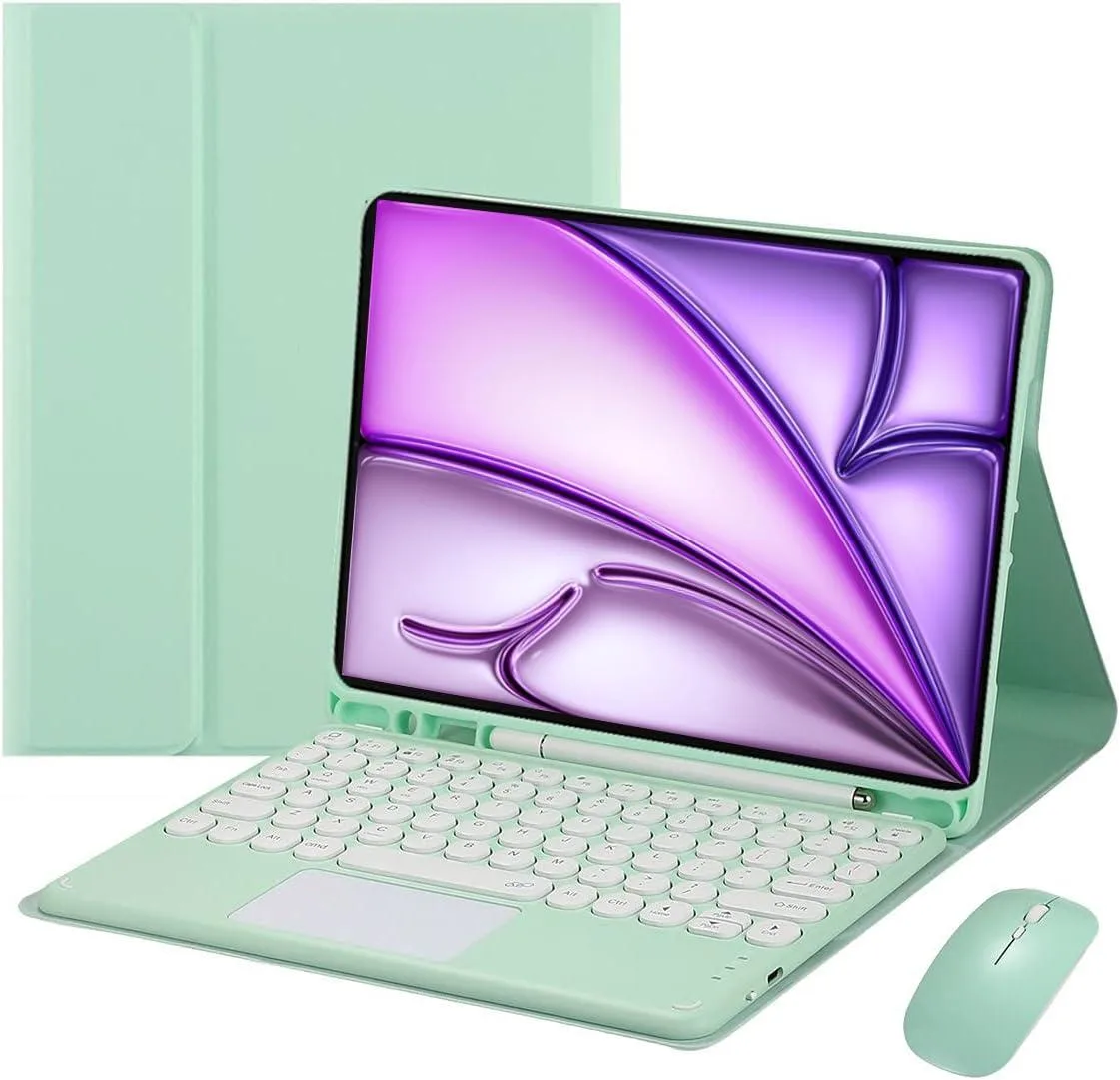 Timoom Timoom Magnetic Detachable Touch Keyboard Case with Mouse for iPad Air 13" & iPad Pro 12.9", Green — product photo