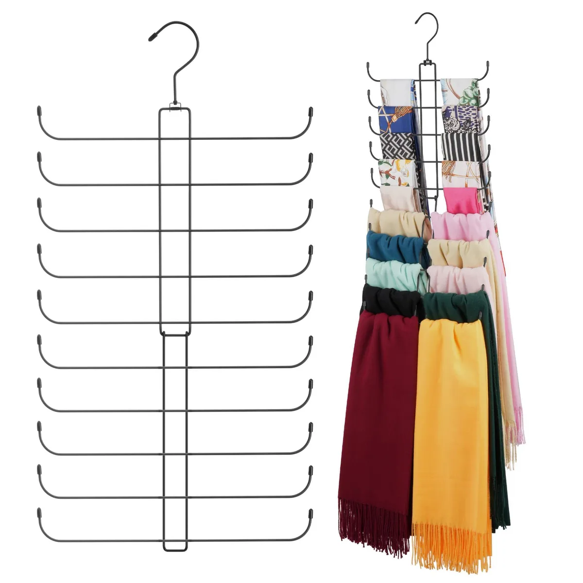 Ten-tier metal scarf hanger with twenty loops