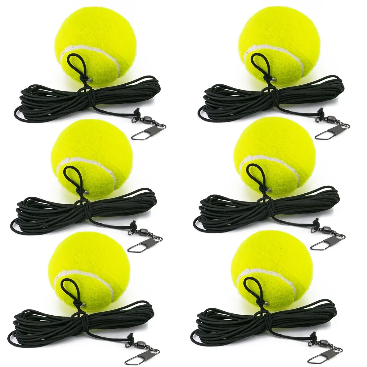  Tennis Training Balls with String, Yellow, 6-pack — product photo