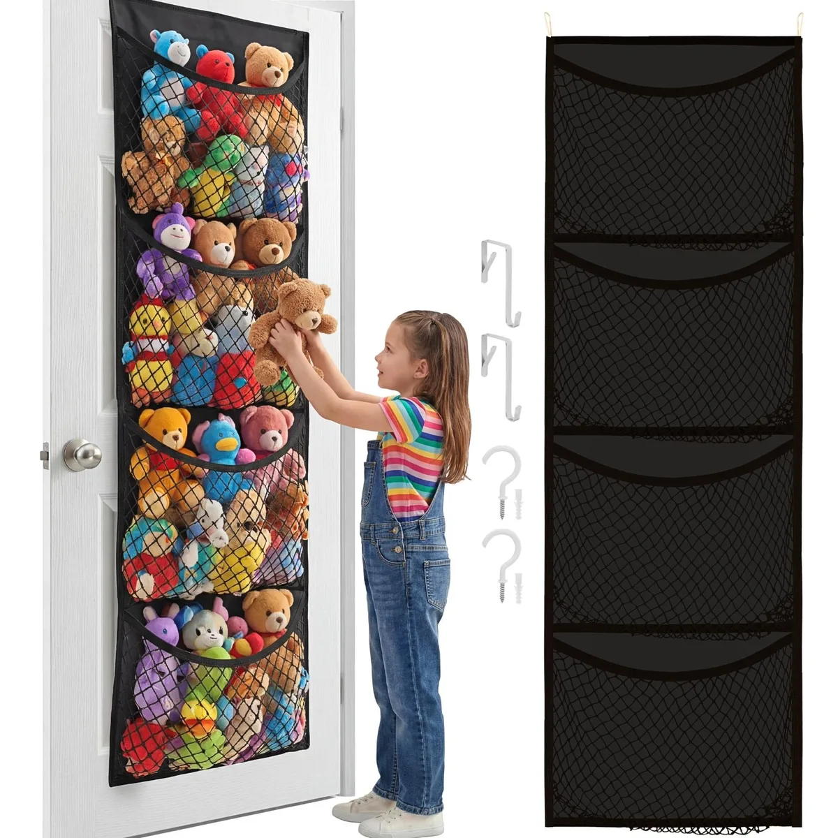 Ofiray-home Ofiray-home Over the Door Toy Storage Black 4 Pockets Foldable — product photo