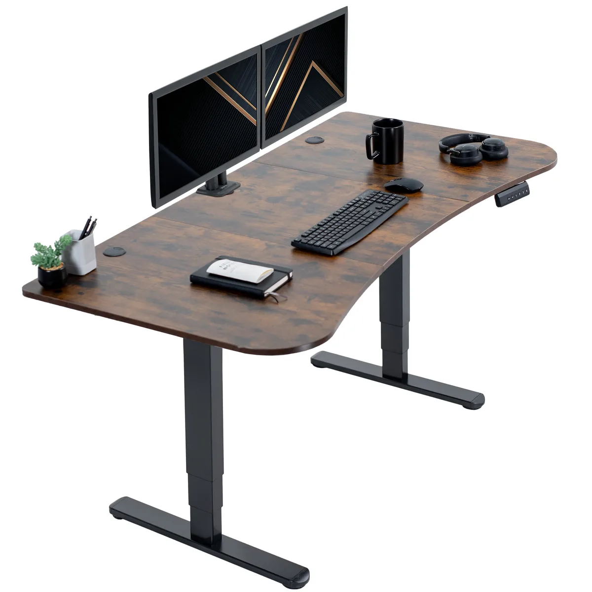 VIVO VIVO Electric Standing Desk 63" x 32" Vintage Brown/Black — product photo