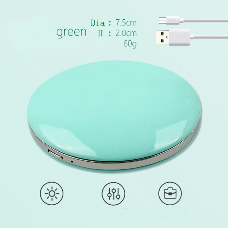 DAXINQI DAXINQI Rechargeable Foldable LED Makeup Mirror Green 7.5cm 400mAh — product photo