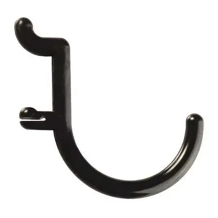 Eight black thermoplastic J-hooks with snap-on locking system