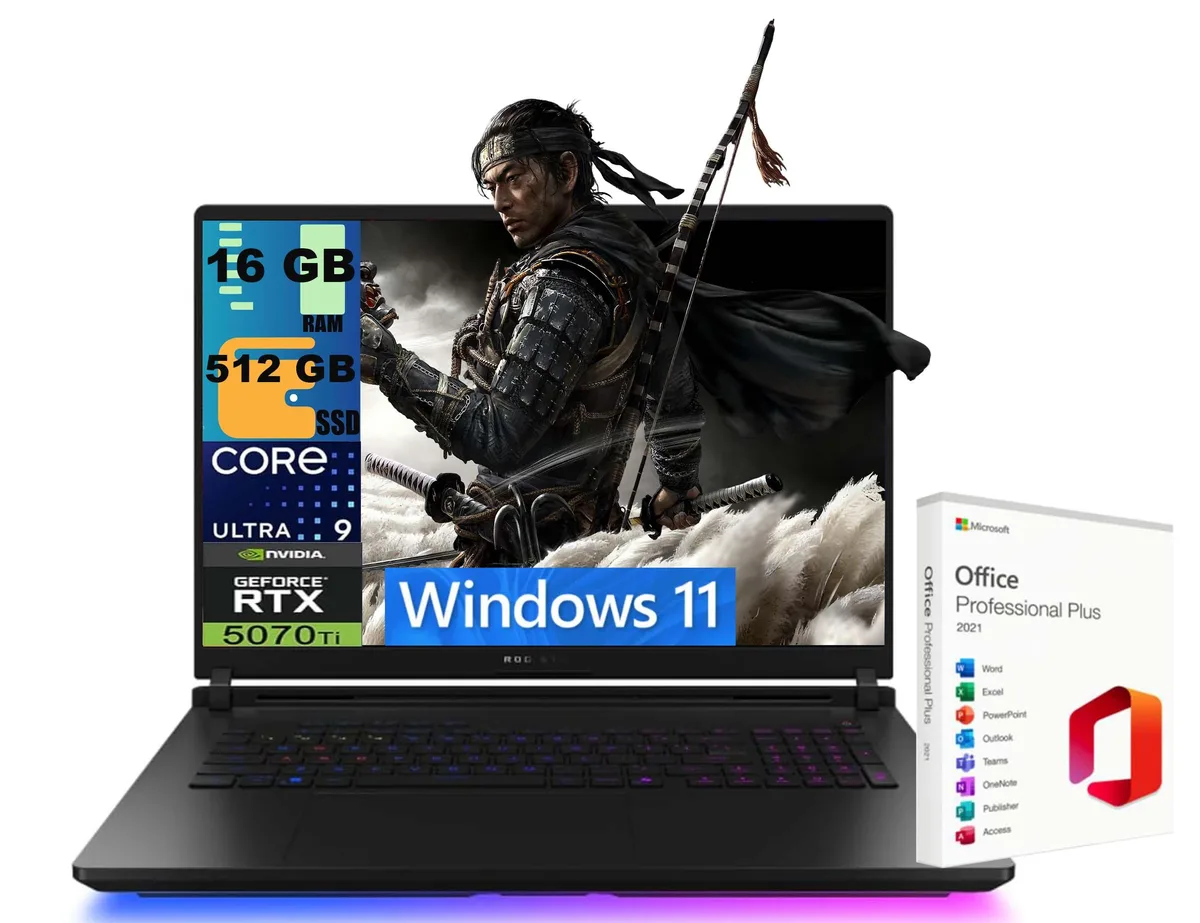 ASUS ASUS ROG Strix Scar 18 gaming laptop 18" 2.5K 240Hz Ultra 9 275HX RTX 5070 Ti 12GB 16GB 512GB — product photo