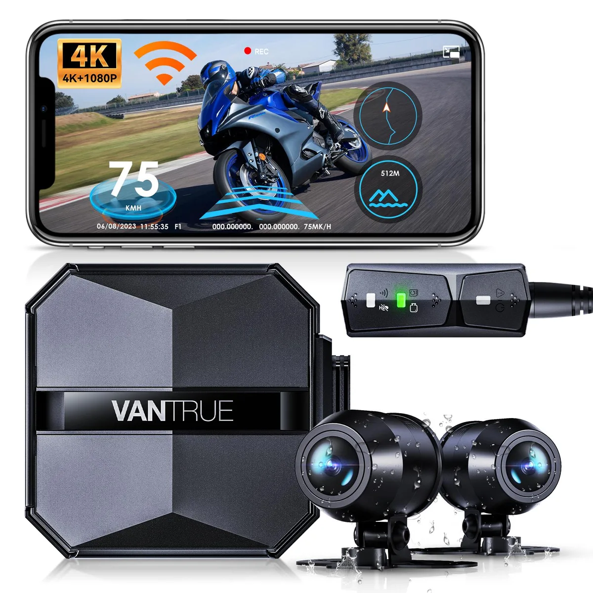 Vantrue Vantrue F1-G 4K+ 1080P Dual Motorcycle Camera System — product photo