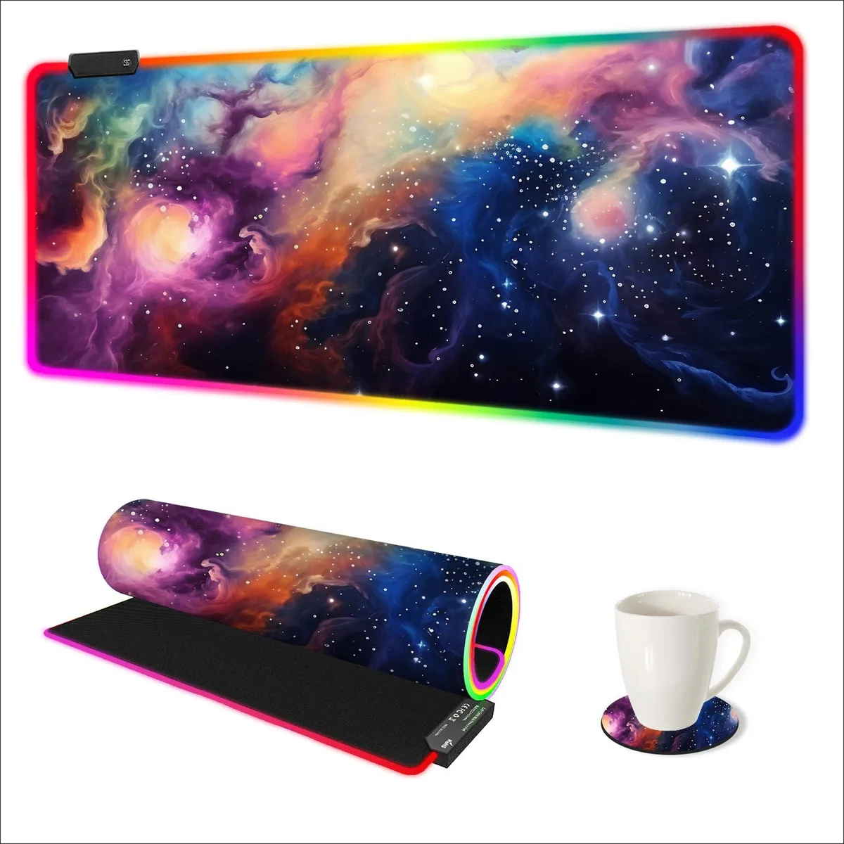 KEHIPI KEHIPI RGB Mouse Pad 35.4 x 15.8 inch Colorful Ink Starry Sky — product photo