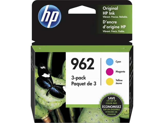 HP HP 962 3YP00AN Cyan/Magenta/Yellow 3 Pack Ink Cartridges (genuine brands) — product photo