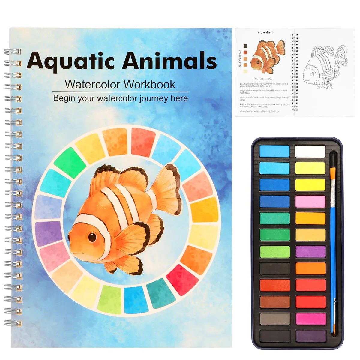  BLSFXROE Watercolor Workbook 24 Colors Solid Paint Set Pink — product photo