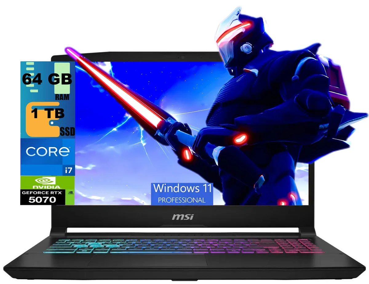 MSI MSI Katana 15 gaming laptop i7-14650HX RTX 5070 64GB 1TB Windows 11 Pro — product photo