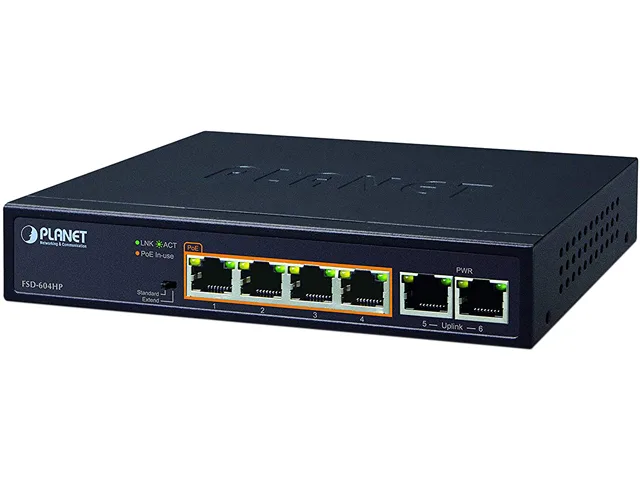 PLANET PLANET FSD-604HP 4-Port PoE + 2-Port 10/100TX Desktop Network Switch (60W) — product photo