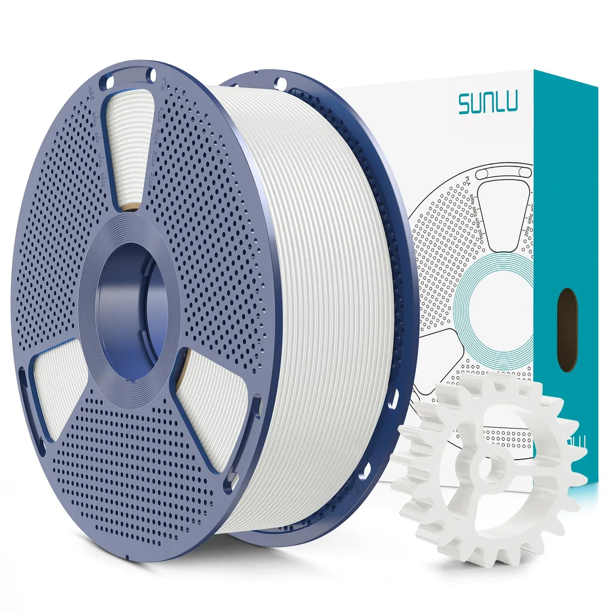 White PLA+ 2.0 filament spool 1.75mm 1kg neatly wound