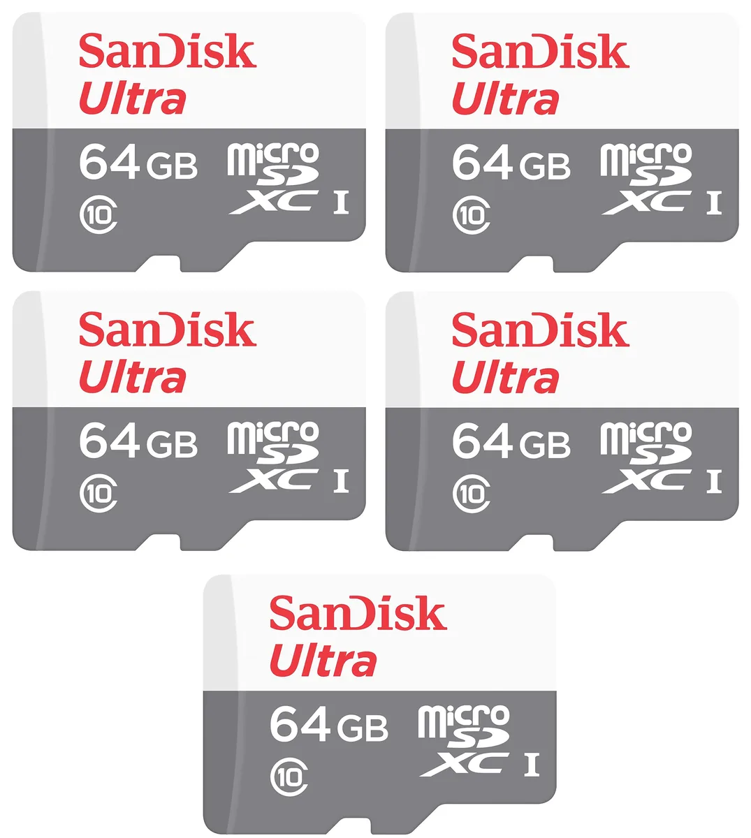 SanDisk SanDisk Ultra 64GB microSDXC Class 10 Kit of 5 with Cases — product photo