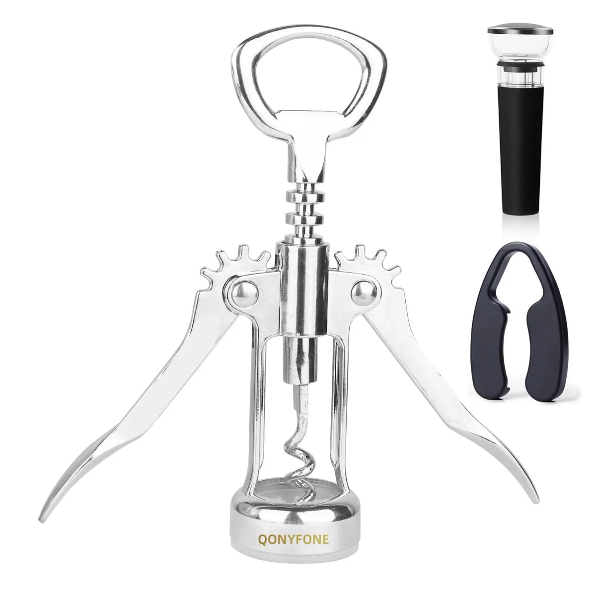 QONYFONE GLJ Wing Corkscrew Wine Opener Silver — product photo