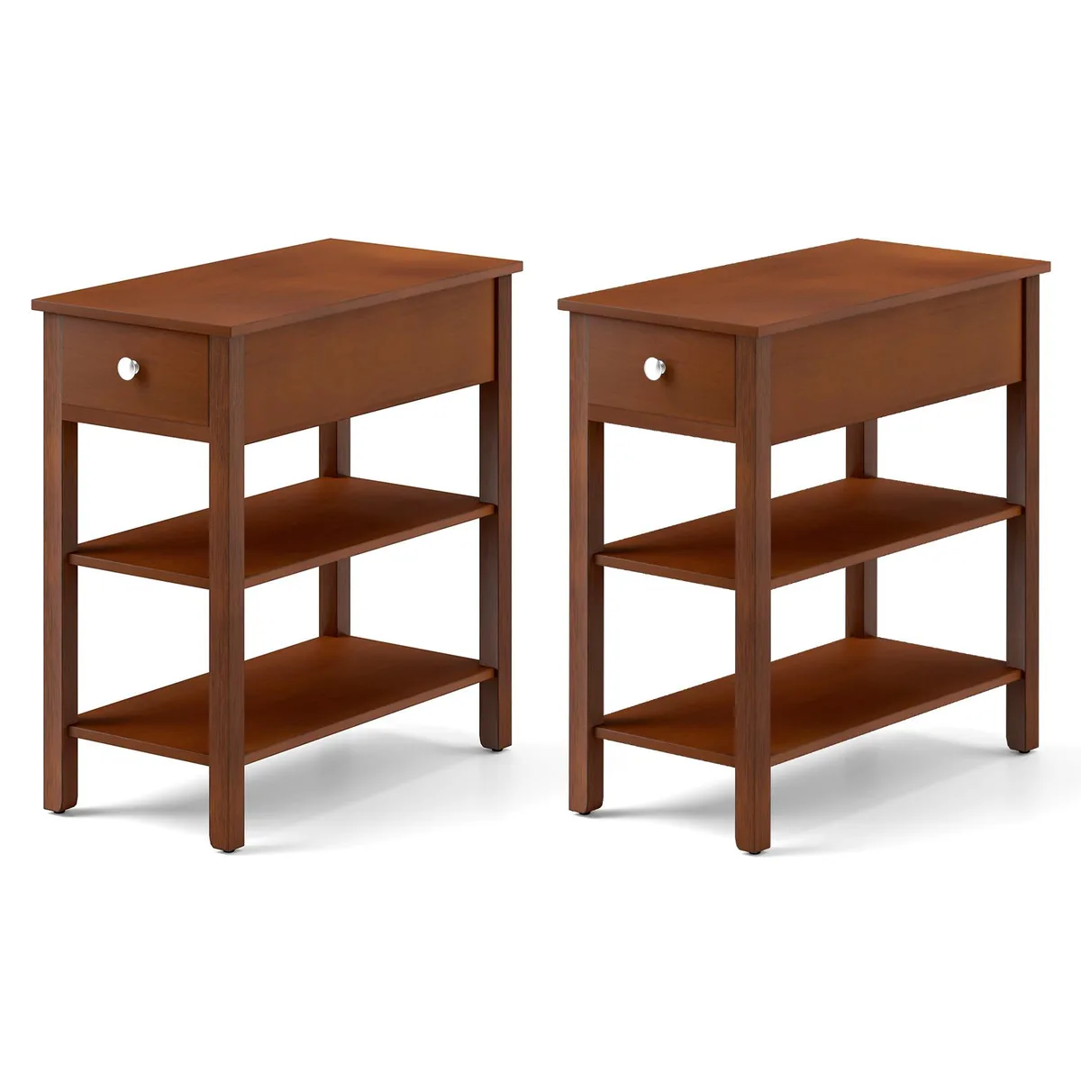 SlickBlue SlickBlue 3-Tier Narrow End Table Set of 2 Brown — product photo