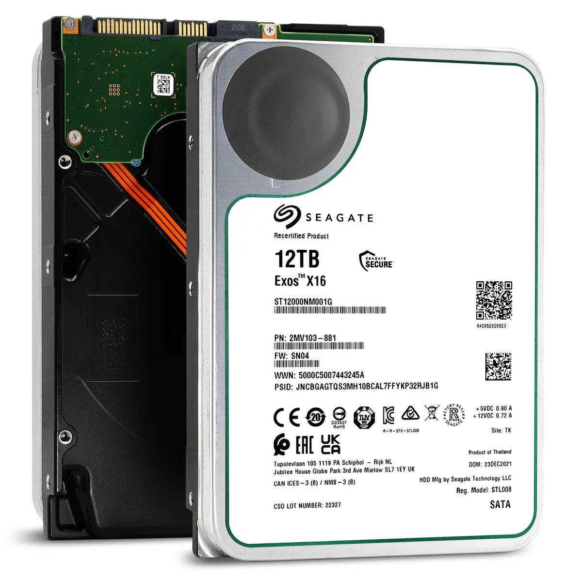 Seagate Seagate Exos X16 12TB 7200 RPM SATA 6.0Gb/s 3.5" internal hard drive — product photo